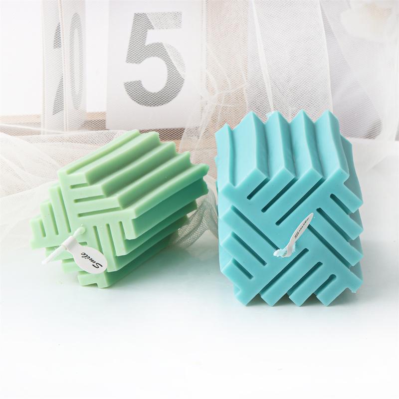 Geometry Gear Cylinder Spiral Candle Mold Long Rod Grooved Pillar Silicone Molds Classic Wax Candle Frame Casting Swirl Shaped