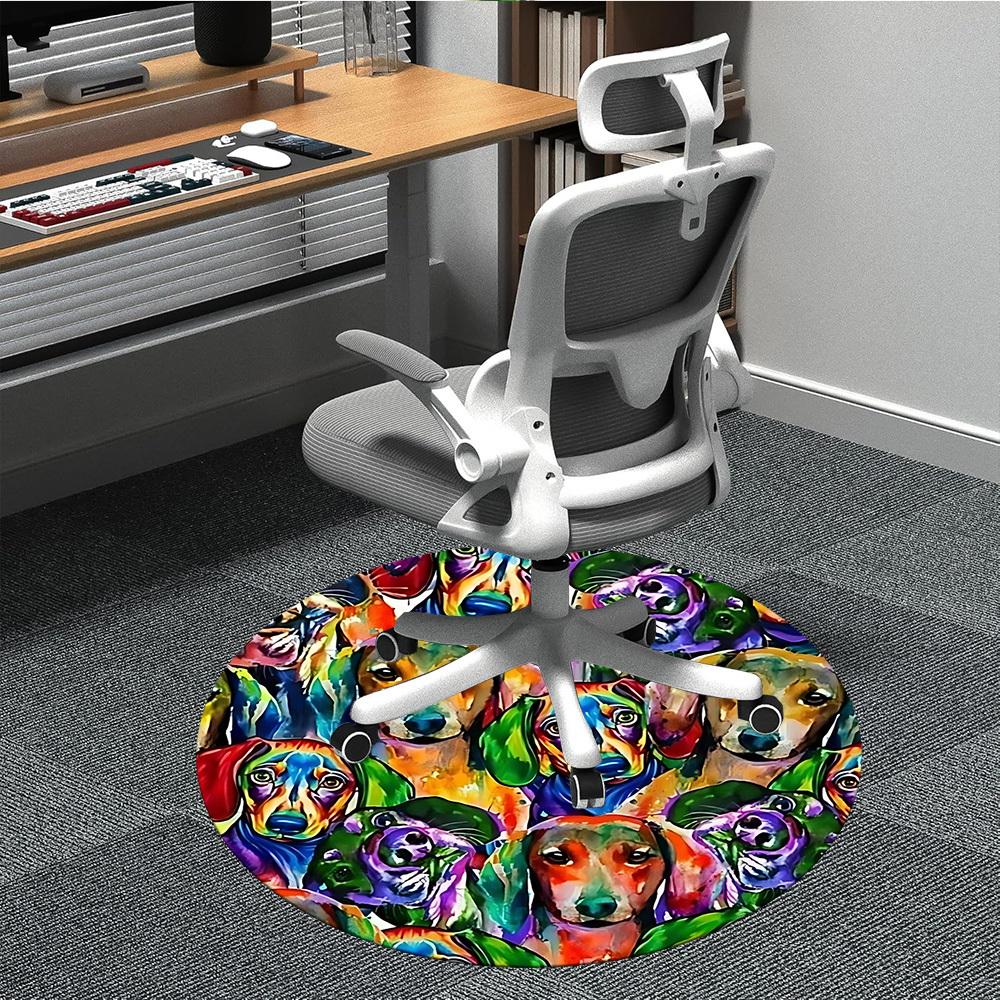 

1pc Colorful Dogs Print Chair Carpet for Office, Non-slip, Soft and Durable Office Rug, Perfect for Office yy260131061 80cm by 80cm