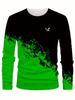 Fashionable and casual 3D digital printed men's street style round neck long sleeved T-shirt