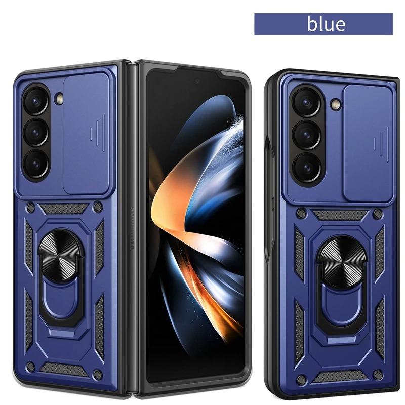 Armor Shockproof Case for Samsung Galaxy Z Fold 6 5 4 3 5G Cover with Ring Magnetic Holder Metal Stand Foldbale