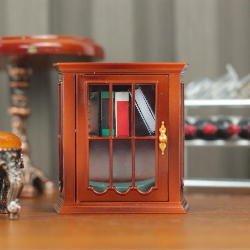 H3CD Realistic Furniture 1/12 Scale Miniature Wall Cabinet for Dollhouses Retro Decors
