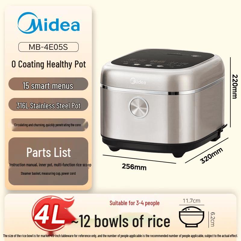 

Midea 4L Smart Rice Cooker with 316L Stainless Steel Inner Pot