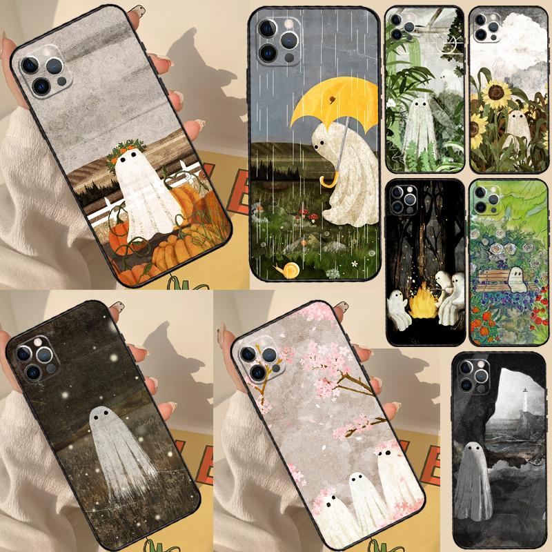 Cute Ghost Phone Case For Samsung Galaxy S23 S26 Ultra S20 S21 S22 S24 S25 S10 Plus S25 FE Back Cover