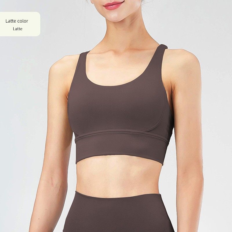 Particularly Fashionable Yoga Clothes Nude Feel Yoga Vest Women's Summer with Chest Pad Sports Intimates Cross Back Shaping Shockproof