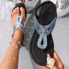 Women Sandals Summer Clip Toe Bohemia Sandals Fashion Shiny Crystal Flat Non Slip Sole Beach Shoes Women Sandalias De Mujer