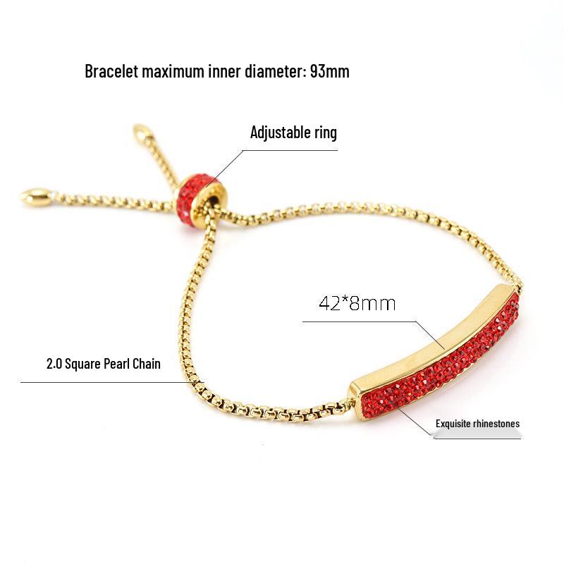 Kadınlar için 18 Ayar Ayarlanabilir Elmas Setli Paslanmaz Çelik Bileklik - Minimalist Çok Renkli Kelepçe