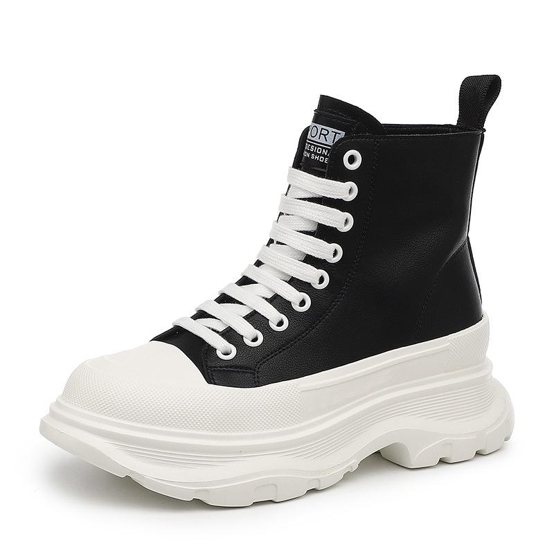 Dámské bílé vysoké 2022 z pravé kůže platformové ležérní tenisky