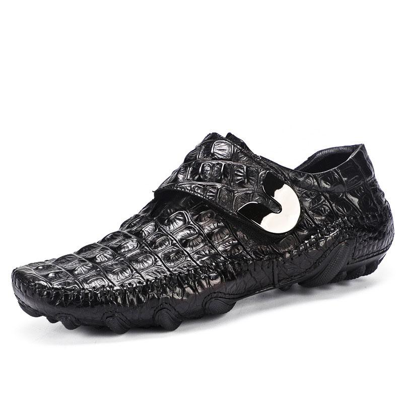 Mode Luxus Fahrschuhe Herrenschuhe Echtleder Schuhe Loafer Rindsleder Krokodilmuster Spange Freizeitschuhe Zapatos Hombre