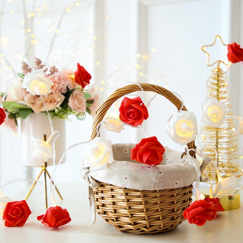 1 Set 3 Meters 20leds Rose Flower String Lights Battery Operated Romantic Red Pink White Rose Lights Artificial Flowers Led Lamp