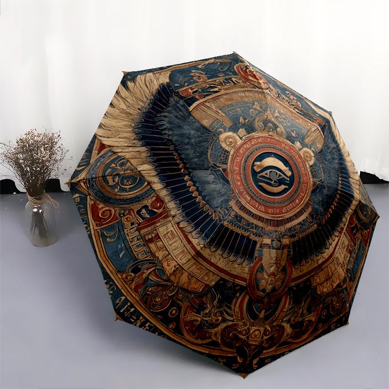 Feather Wings pattern, automatic folding umbrella, portable and foldable design, 8 ribs, a Christmas or birthday gift.
