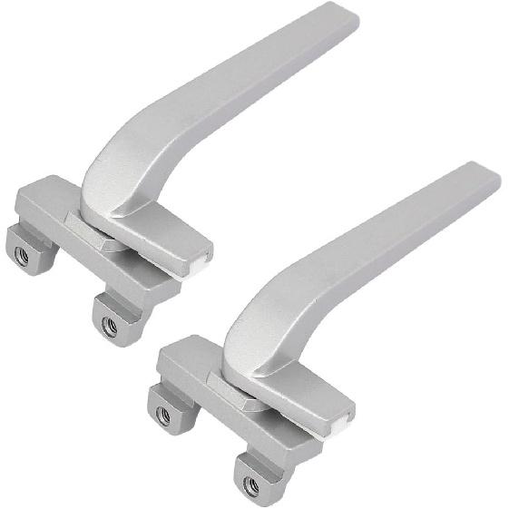 Zinc Alloy Window Hardware Right Hand L Shaped Window Casement Locking Handles Silver Locks & Latches Gray 2pcs