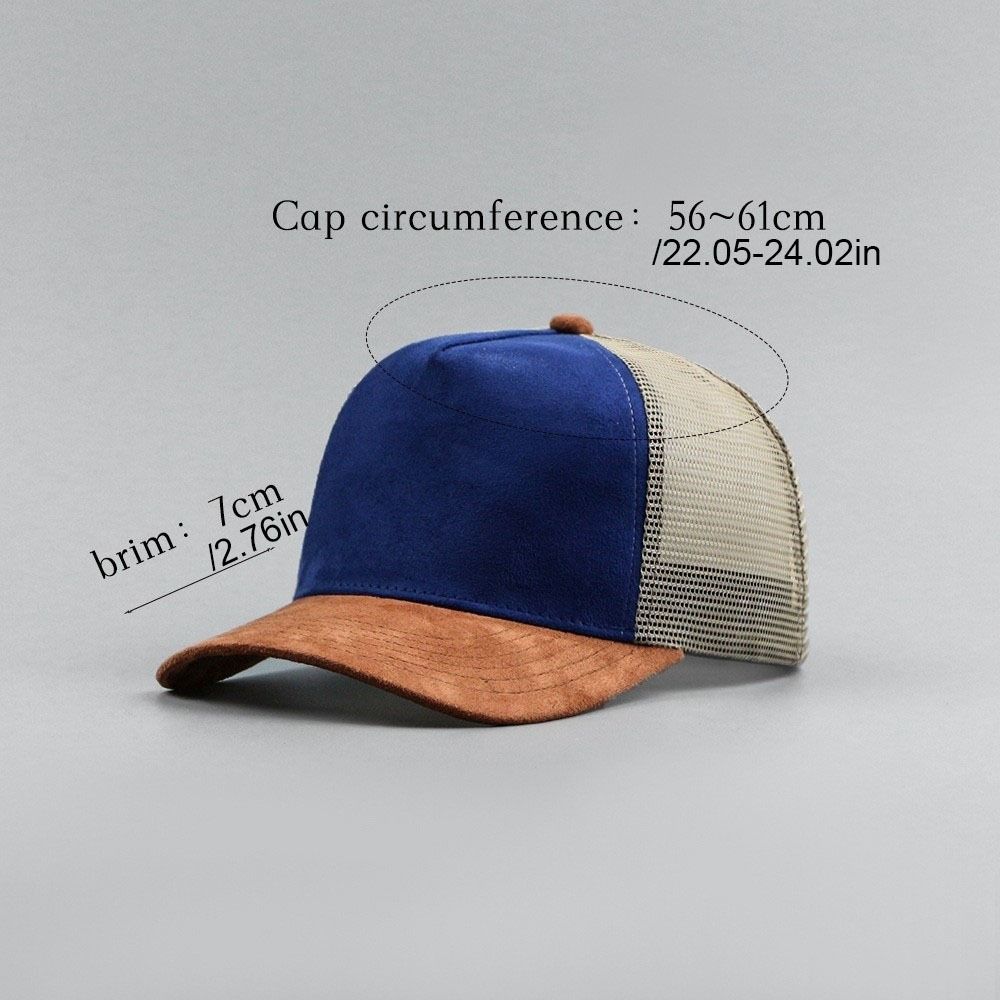 Fashion Suede Mesh Peaked Cap Adjustable Hollow Men Baseball Hat Cotton Polyester Women Sunshade Hat Beach