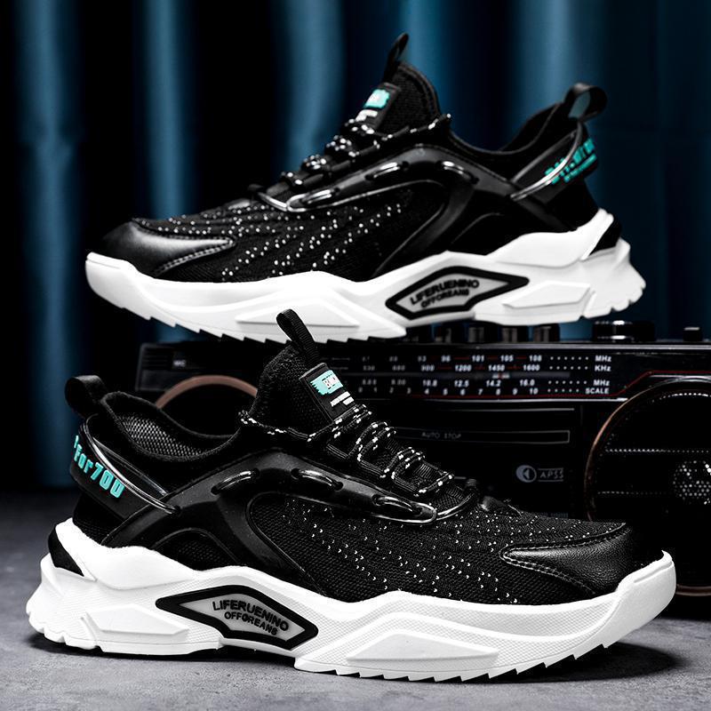New Men's Shoes Trendy Dad Shoes Flying Woven Mesh Breathable Running Shoes Sports Versatile Casual Shoes Trendy Shoes
