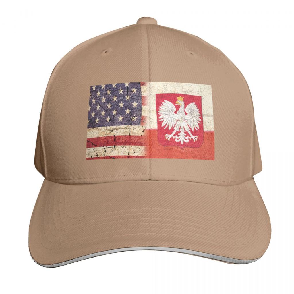 Flag of Poland and Flag of USA Polish Americans Gift Baseball Cap Hat Beach Rugby Luxury Brand hard hat Caps Unisex Womens