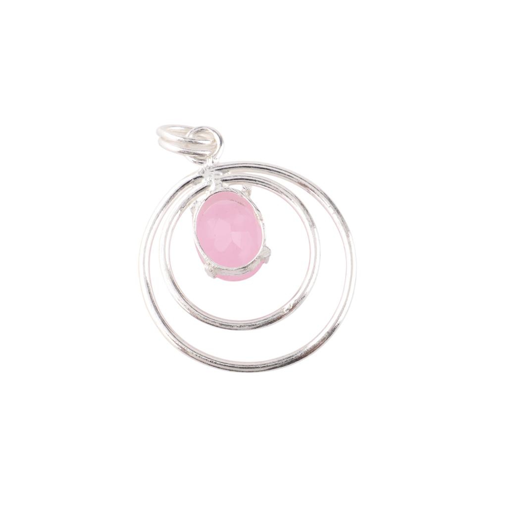 Rose Chalcedony Gemstone 925Sterling Silver Gift Jewelry Boho Pendant For Women PP-61-18