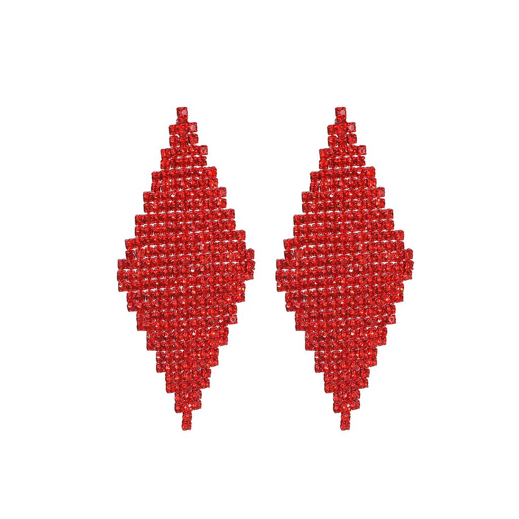 Electrophoresis Red Long Earrings Anti-Allergy High-Grade Delicate Crystal Earrings Women's Earrings 1 Pair