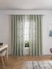 1PC Green Thickened Lace Pole Curtain Luxury Style Decorative Curtain for Living Room Bedroom Lightweight Elegant Design