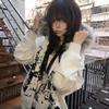 Faux Coats Women Graphic Jacket with Hooded Fleece Fur Hoodie Edgy American Retro Street Style and Y2K Fashion Top