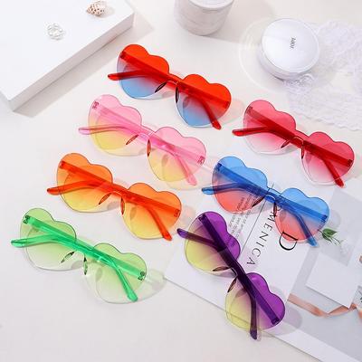 Heart-shaped Sunglasses Colorful Gradient Lenses Love Glasses Candy Shades Funny Party Sun Glasses Fashion Accessories