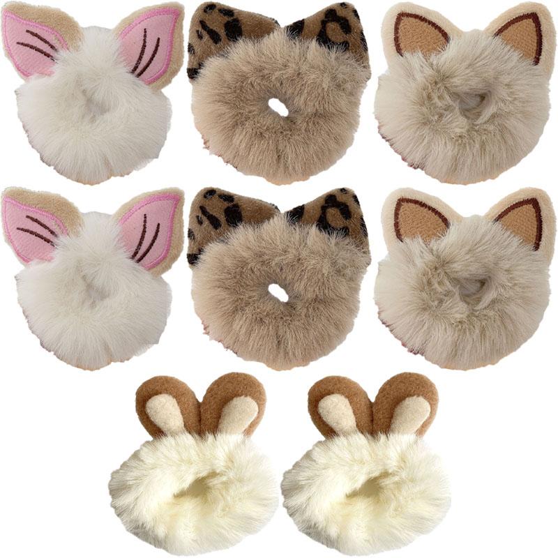 Autumn Winter Plush Cat Ear Hair Ring Female Cute High Elasticity Children Hair Rope Simple Hair Accessories