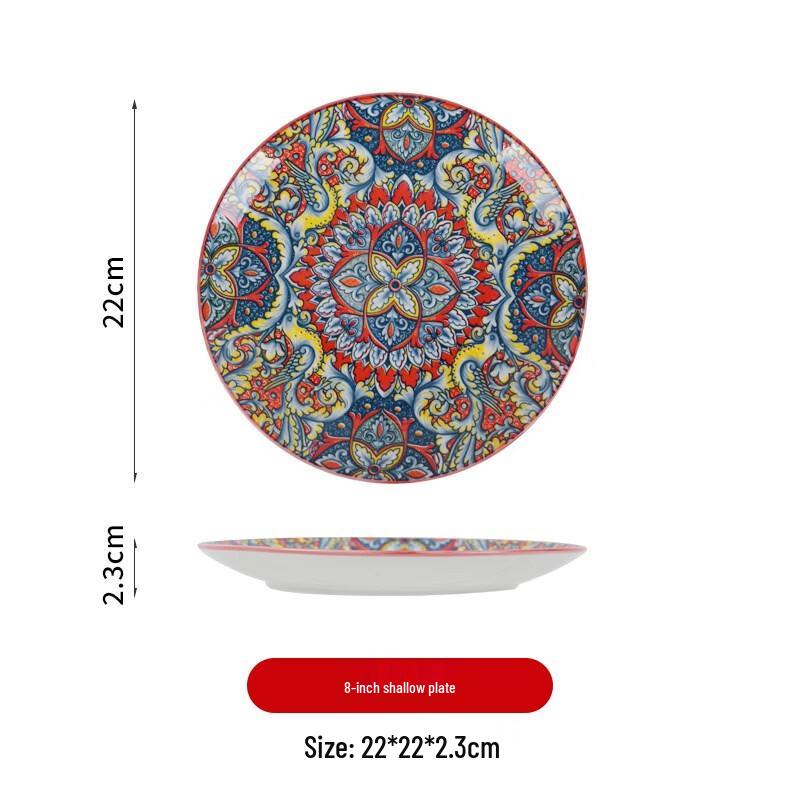 

Deep Red Wave Exotic Underglaze Ceramic Plate