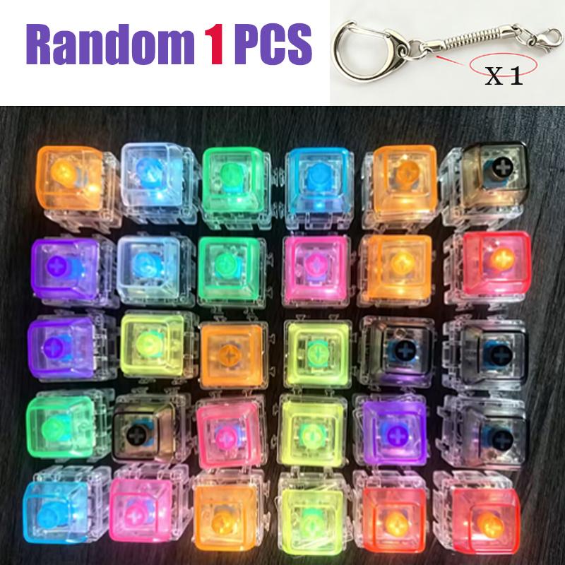 LED zelfbouw toetsenbord sleutelhanger Fidget speelgoed kristallen clicker sensorisch speelgoed stressverlichting toetsenbord sleutelhanger volwassenen kinderen speelgoed. black