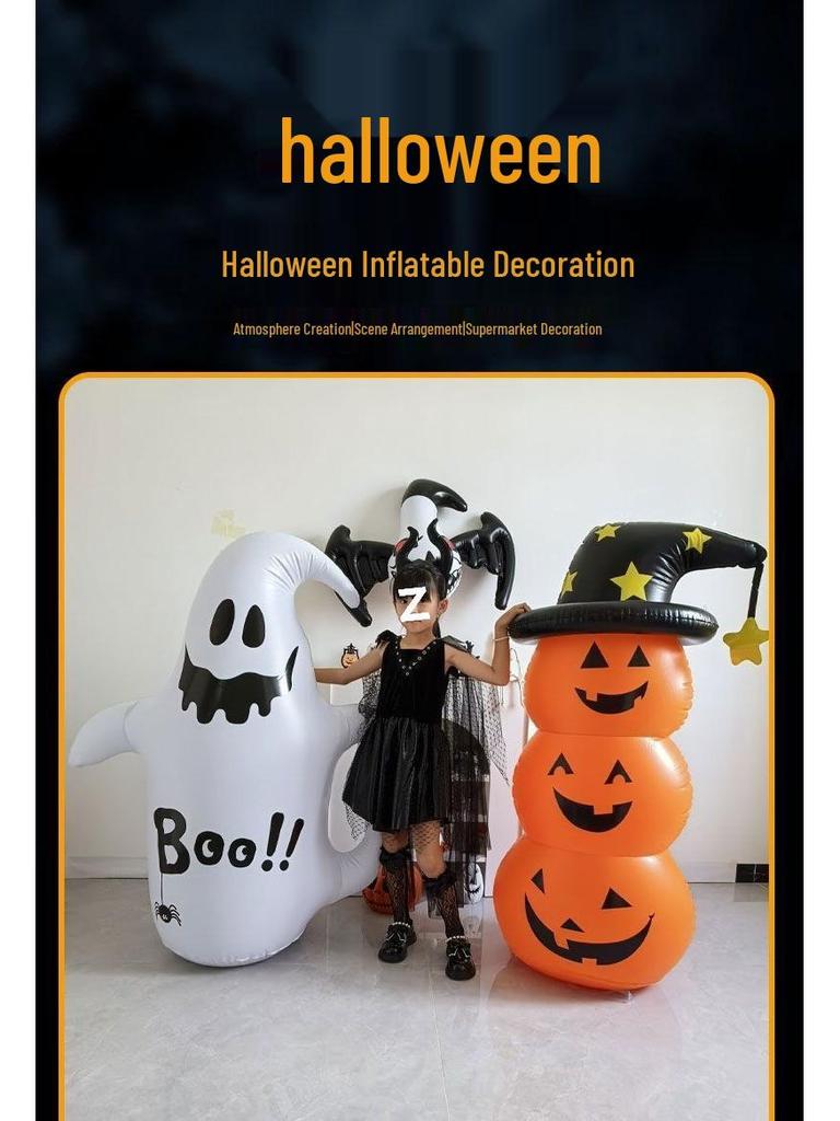 Halloween Pumpkin Ghost Inflatable Lantern for Decor & Costumes