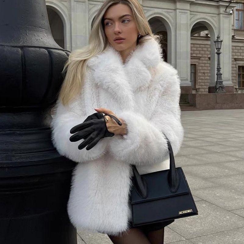 Autumn and winter imitation fox fur toka leather jacket suit collar long fur coat female trend