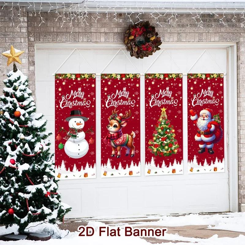 4pcs Christmas Hanging Flag Oranment Christmas Decorations for Home 2026 Xmas Hanging Pendant Navidad Noel Gifts New Year 2026