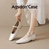 Augustine French single shoes women's 2025 new summer light mouth low heel square head Mary Jane with skirt small leather shoes