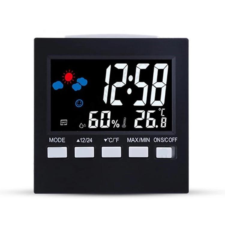 Weather Station Digital Alarm Clock Temperature Humidity Meter Hygrometer Backlight Portable Travel Weather Channel Desk Clock чёрный