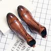 British Style Retro Brown Men's Chelsea Boots Ties Men's Business Casual Shoes Commuting Versatile Workwear Short Boots Daily