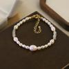 Natural Freshwater Pearl Moonstone Copper Beaded Bracelet for Women Daily Office Wedding Bridal Bracelet Minimalist Jewelry