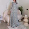 Elegant Retro Print Waist-Gathered Dress - Autumn 2025 Collection: European & American Style for Women
