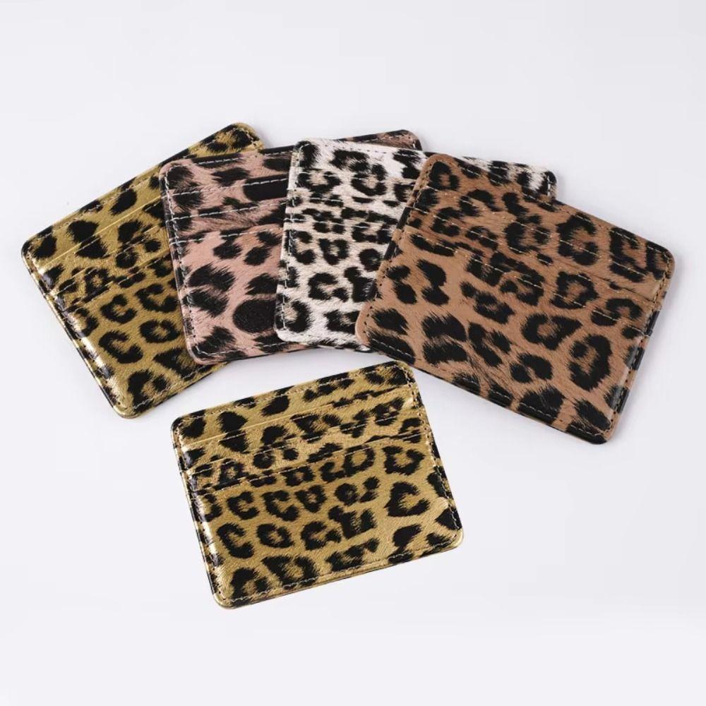 Classics PU Leather Leopard Print Card Wallet Slim Multi Slot Cards Holder Card Cover Purse Daily Essentials