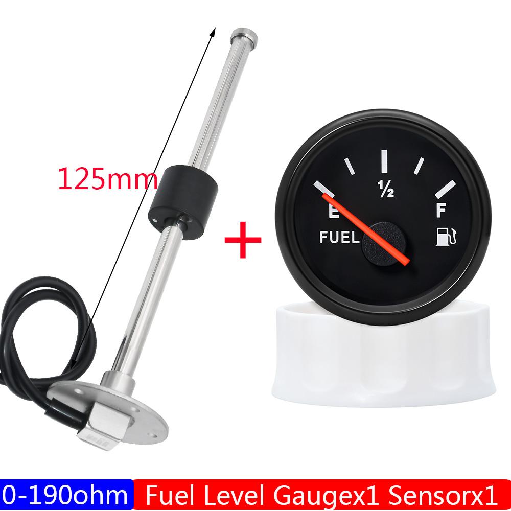 100-550mm Stainless Steel Marine Fuel Level Gauge Sensor Fit Boat Car Fuel Level Gauge Meter 0-190 Ohm with Red Backlight 9-32V