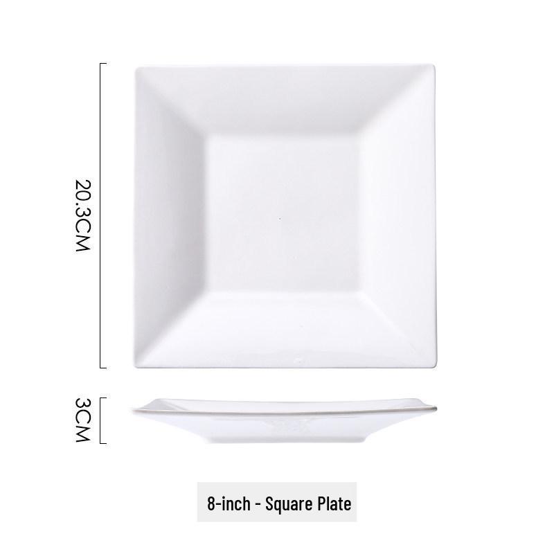Creative Western Ceramic Dinner Plates: Pure White Hotel Tableware, Flat, Deep, Square, Steak, and Vegetable Plates