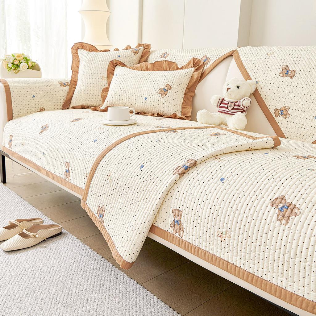 Fresh Floral Style Sofa Cover Home Decor Cotton Fabric Non Slip Seater Cushion Pad Dust Proof Wear Resistant Sofa Slipcovers