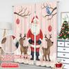 2pcs 2D Flat Printing Christmas Window Drapes Santa Claus Reindeer Christmas Celebration Polyester Without Electricity Party
