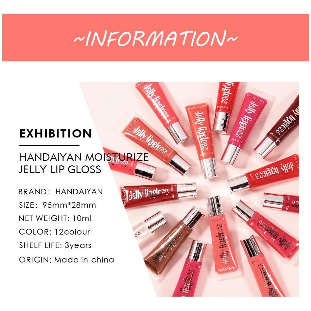 HANDAIYAN Snoepkleur Slang Jelly Lipgloss Transparante Glêzen Lipgloss Spegel Oerflak Lip Glêsfersneeisjes Dudu Lip