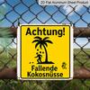 2D Flat 1pc, Retro Metal Aluminium Sign, Decorative Plaque and Ornament, Tropical Coconut Tree Safety Warning Theme, Decoration for Vacation Homes
