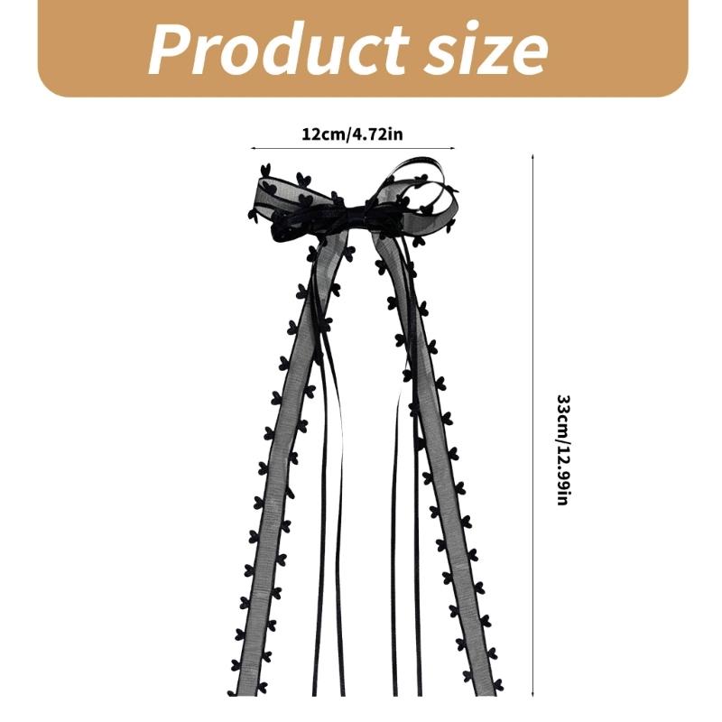 Long Ribbon Bowknot Lace Hair Clip Heart Trim Hairpin Women Barrettes Ponytail Holder for Lady Girl Hair Styling Clip