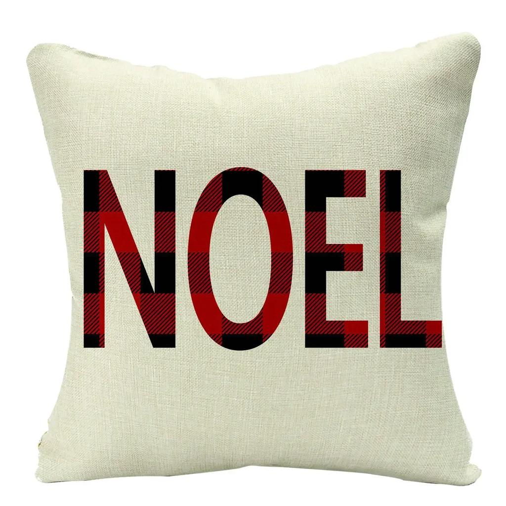 Christmas Cushion Cover Xmas Decorative Farmhouse Buffalo Check Pillowcase Holiday Party Decor Pillow Cover for Living Room Seat