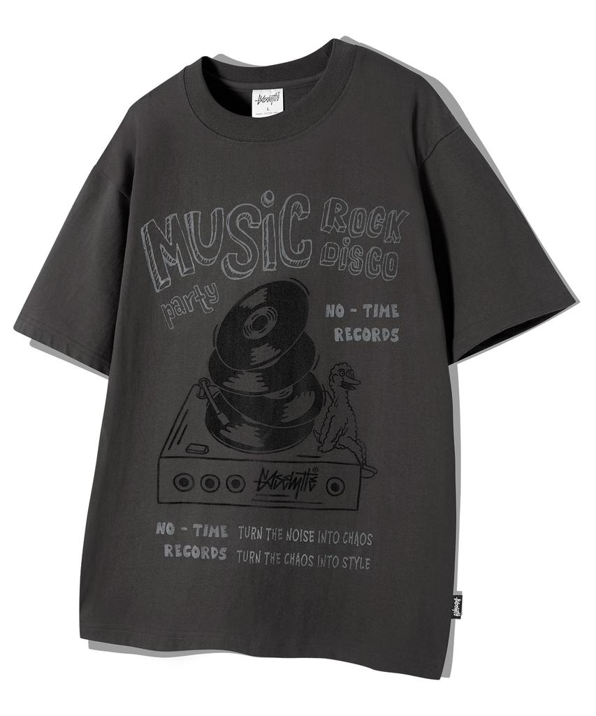 Yosemiti Music Pop Print Short Sleeve T-Shirt Charcoal Yt-3Y18