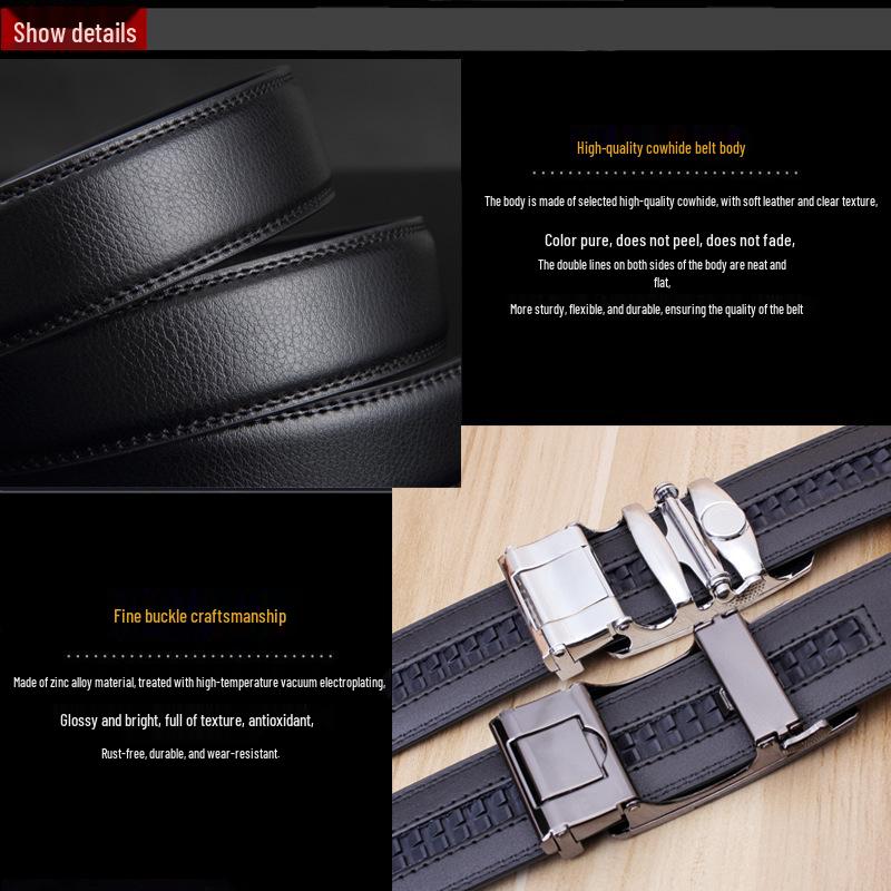Men's High-End Genuine Leather Automatic Buckle Belt