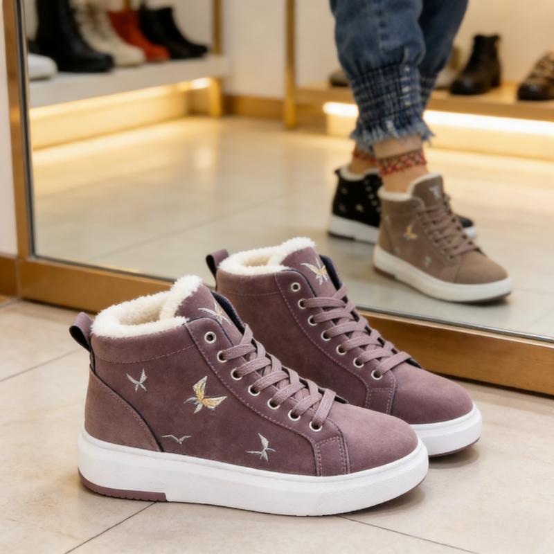 

38 Size Winter Thickened Plush Warm Lace-up Ankle Boots Women s Fleece-lined Sneakers Fashion Thick-soled High-top Casual Sports Shoes Boots 38 фіолетовий