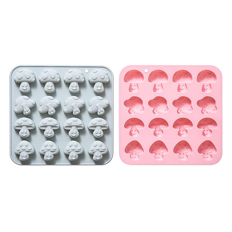 2Pcs Mushroom Silicone Mold,16 Cavity Cute Mushroom Chocolate Molds, 3D Mushroom Candy Ice Gummy Fondant Mold