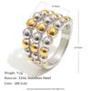 MamacitaSlay 316L Stainless Steel Two Tone Round Bead Ring Party Waterproof Jewelry Women's Unique 18K Gold Plated Ring Gift