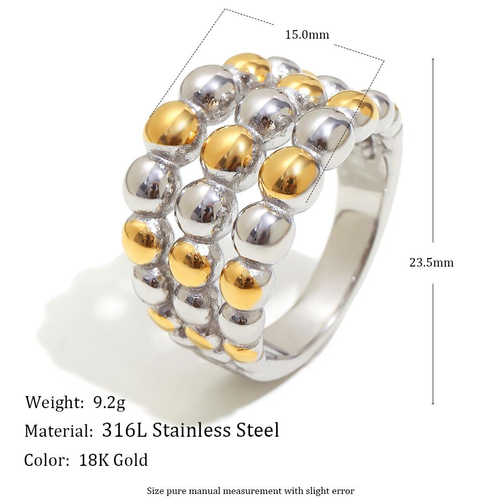 

MamacitaSlay 316L Stainless Steel Two Tone Round Bead Ring Party Waterproof Jewelry Women s Unique 18K Gold Plated Ring Gift 8