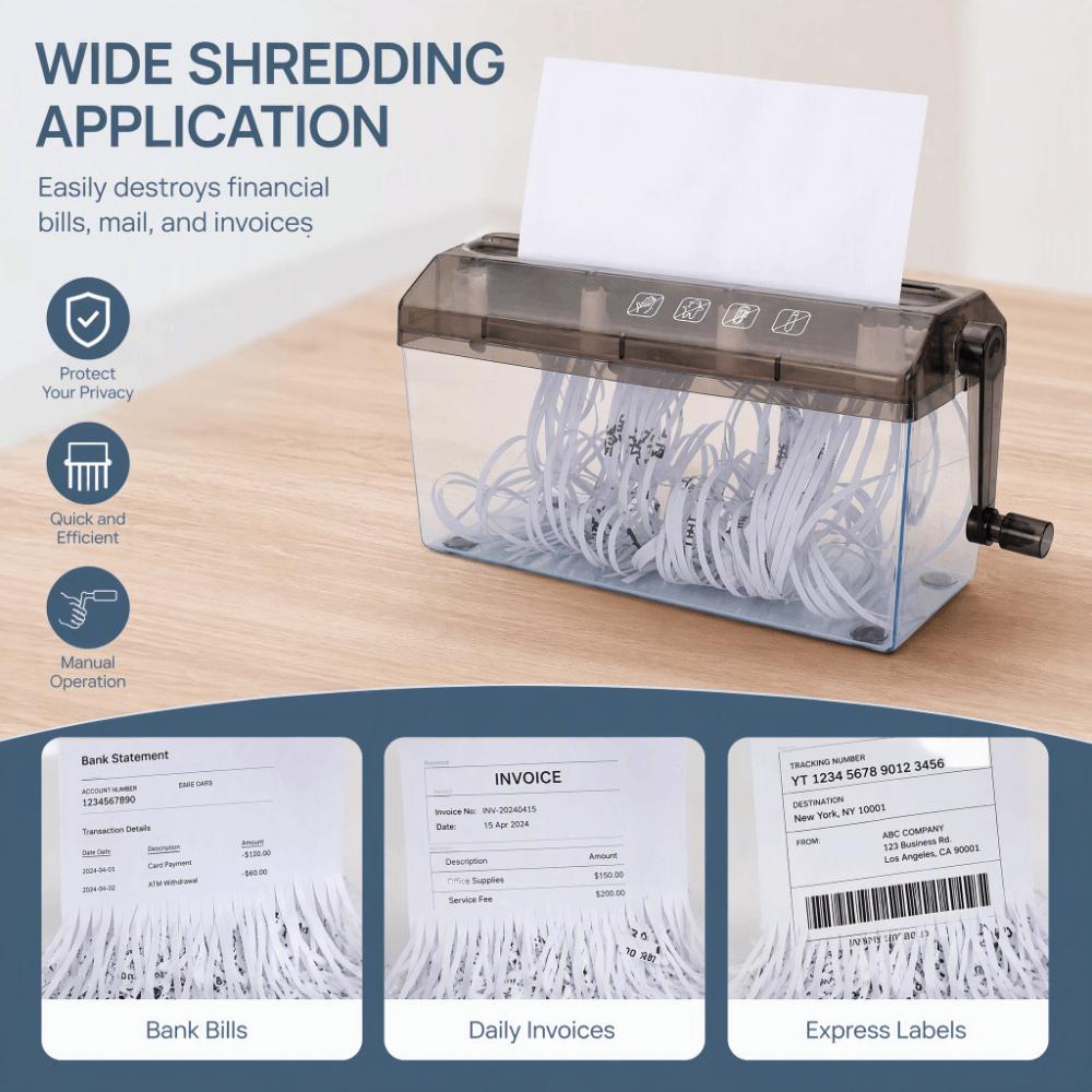 Manual Feed Manual Paper Shredder Hand Operated Portable Paper Shredder  For Home